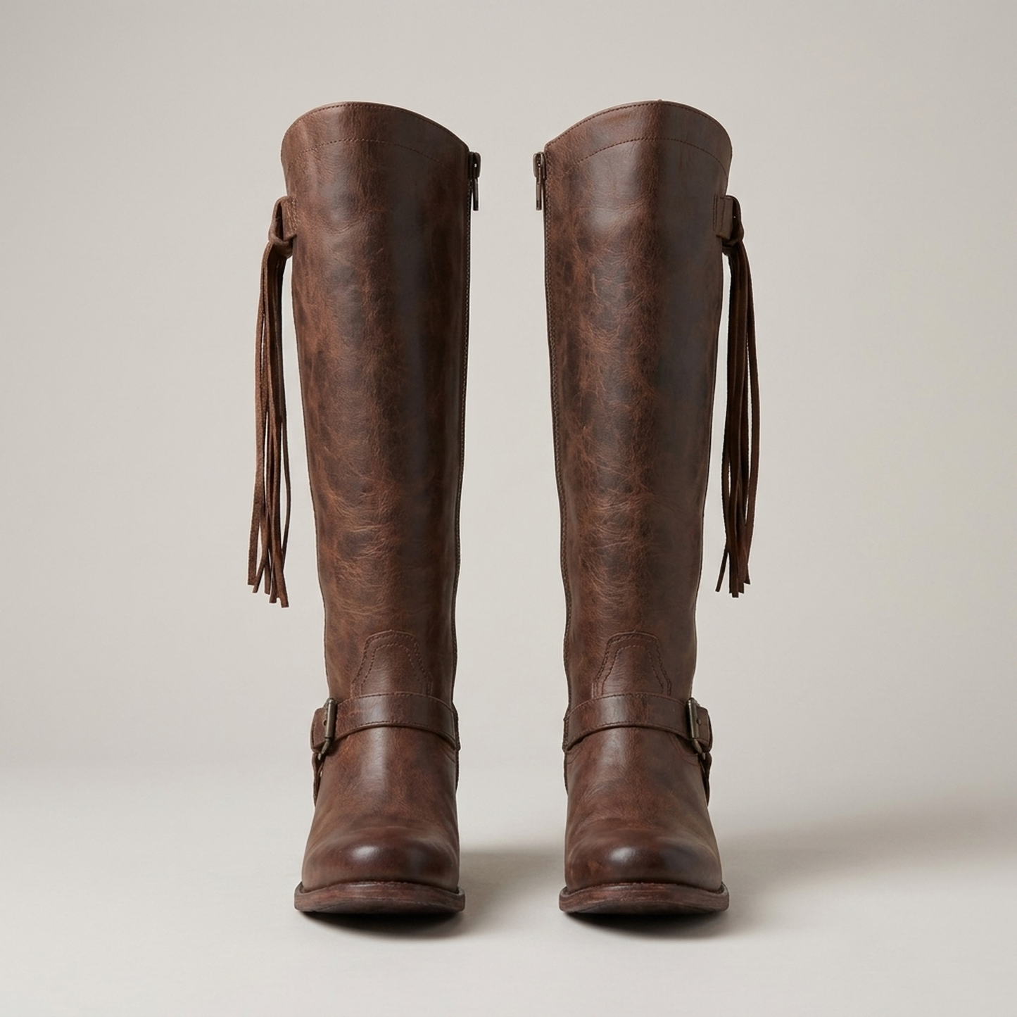 PLUXSTYLE::numise::side-zip-western-knee-high-boots::pack-brown