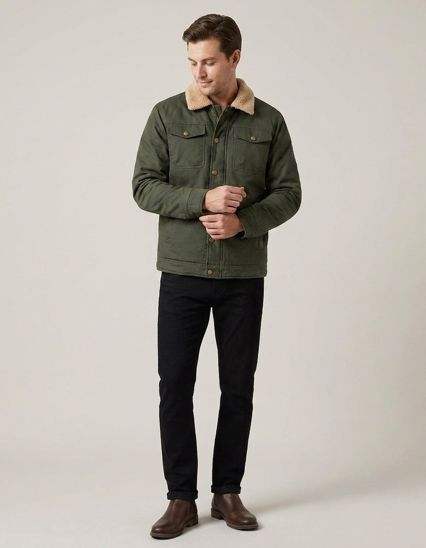 PLUXSTYLE::numise::mens-button-front-parka::front