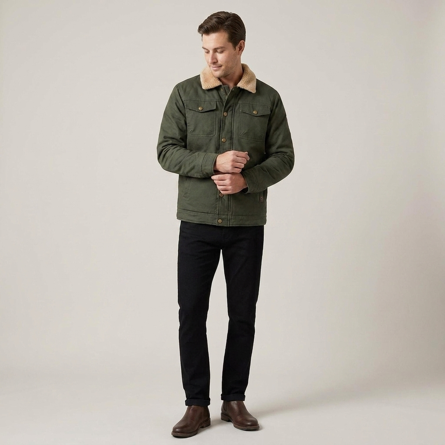 PLUXSTYLE::numise::mens-button-front-parka::front