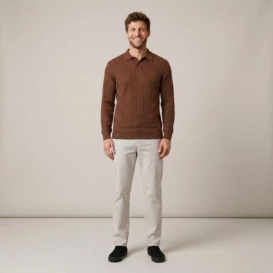 PLUXSTYLE::numise::mens-long-sleeve-polo-sweater::front