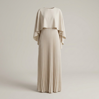 PLUXSTYLE::numise::alicia-pleated-cape-maxi-dress::pack-beige