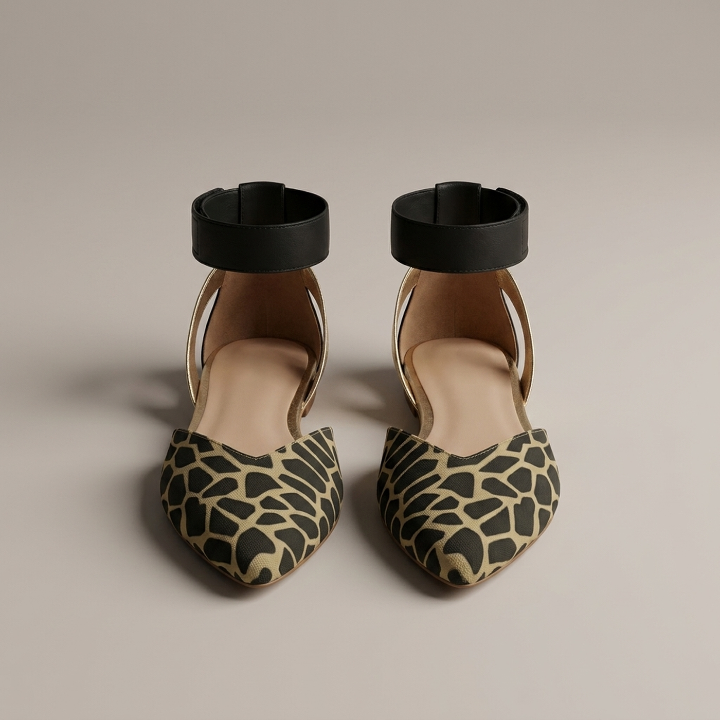 PLUXSTYLE::numise::two-tone-pointed-toe-table::pack-black-and-gold