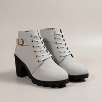 PLUXSTYLE::numise::buckle-chunky-heel-ankle-boots::pack-grey
