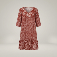 PLUXSTYLE::numise::womens-floral-v-neck-midi-dress-for-easy-summer-style::pack-rust