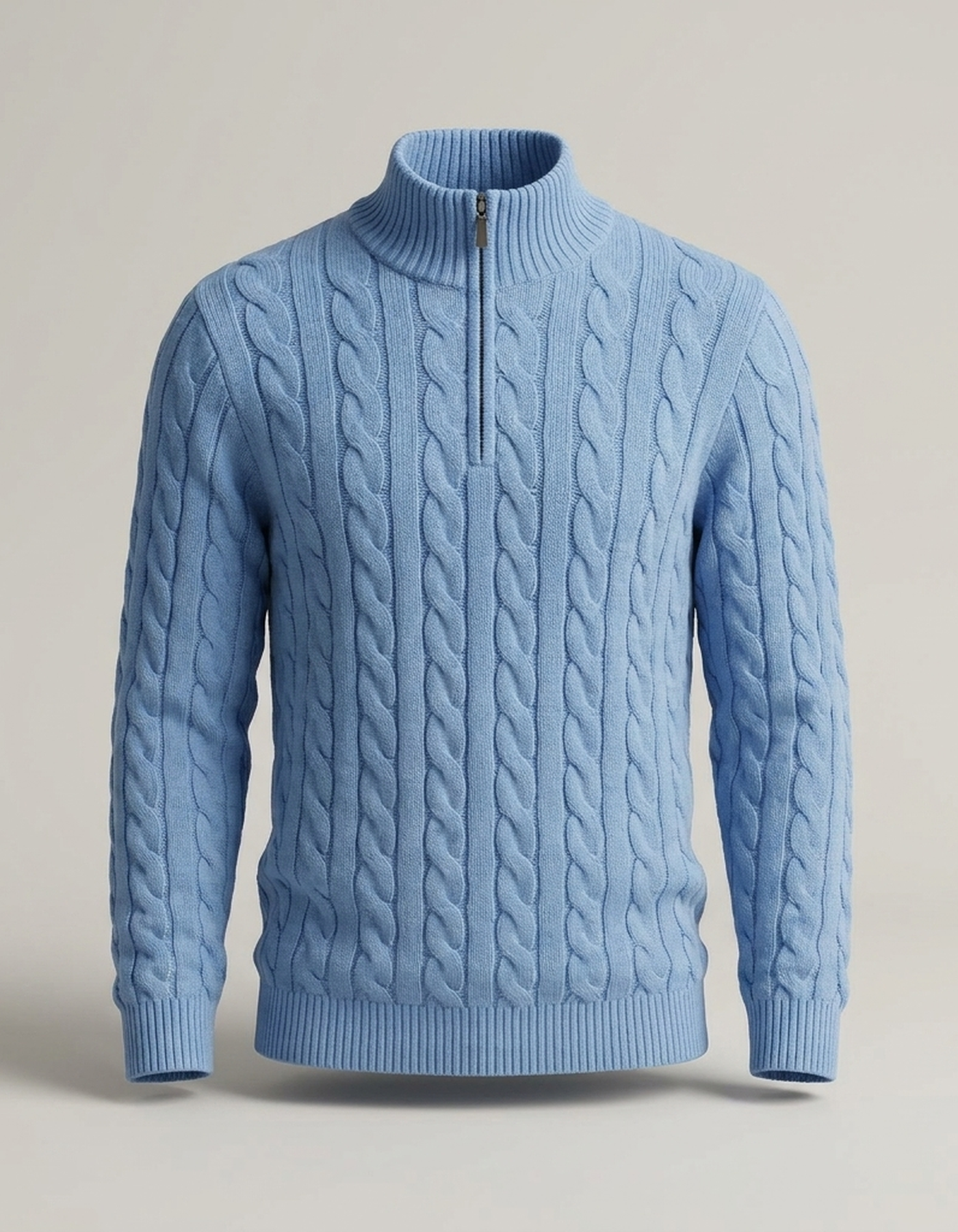 PLUXSTYLE::numise::mens-cable-zip-neck-sweater::pack-light-blue