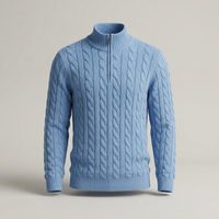 PLUXSTYLE::numise::mens-cable-zip-neck-sweater::pack-light-blue