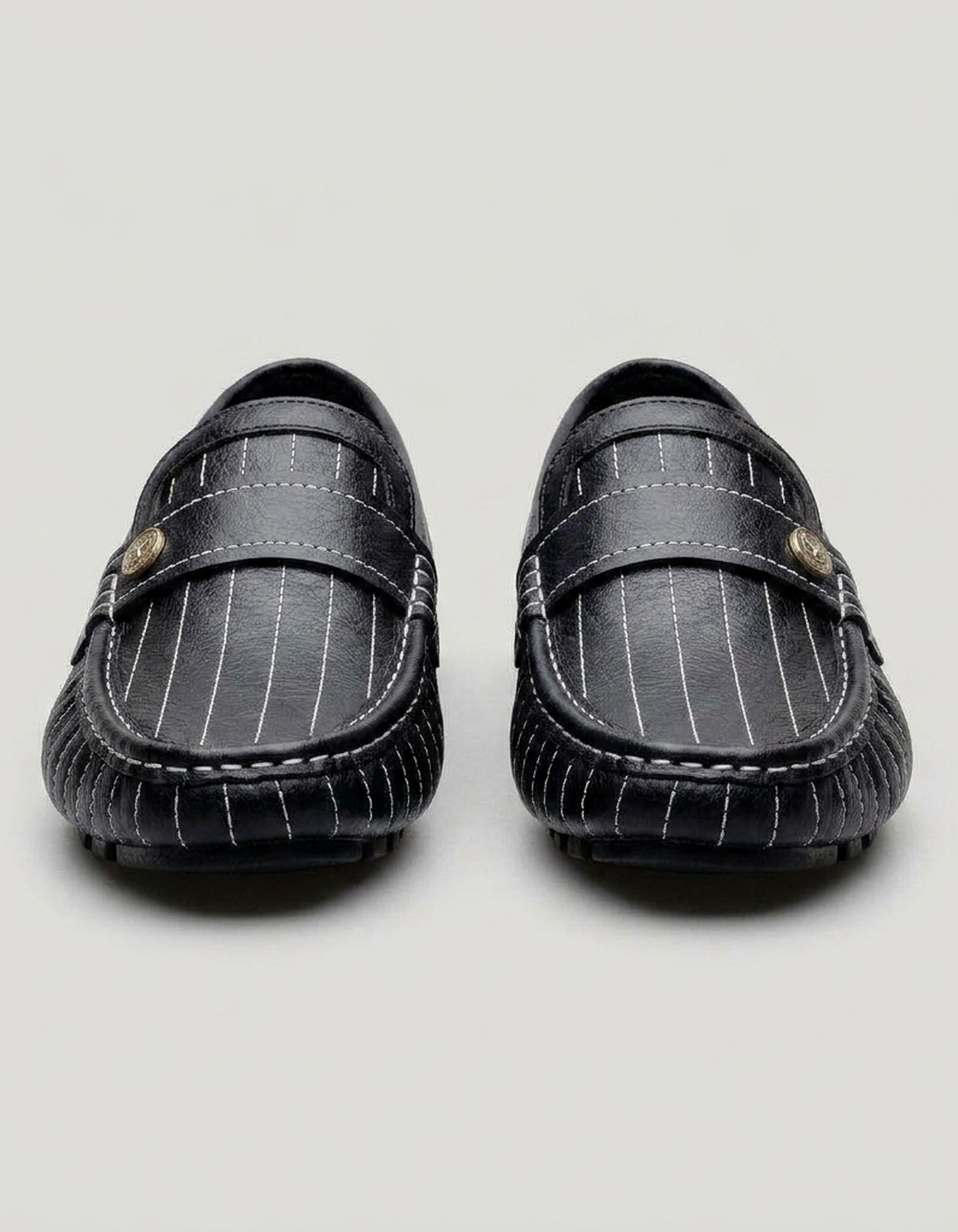 PLUXSTYLE::numise::mens-pinstripe-penny-loafers::pack-black
