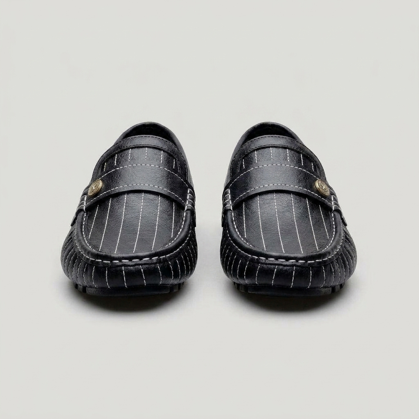 PLUXSTYLE::numise::mens-pinstripe-penny-loafers::pack-black