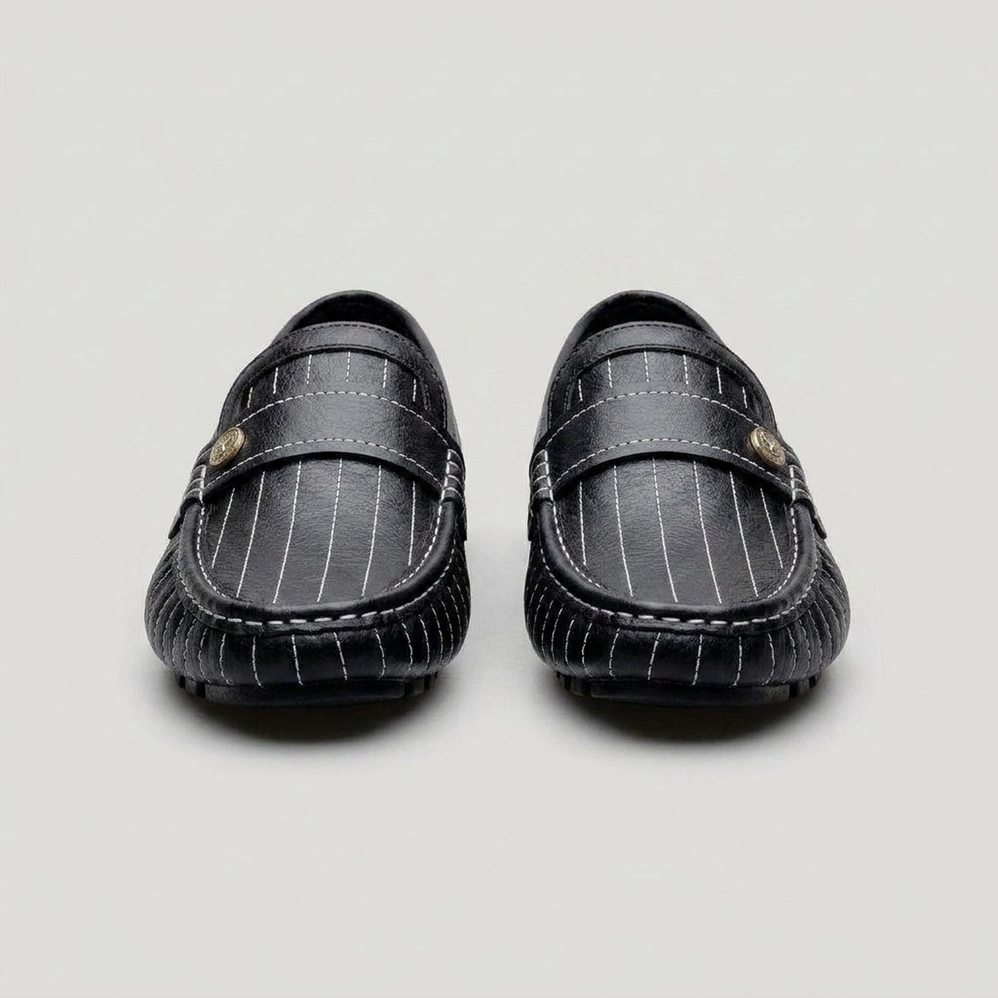PLUXSTYLE::numise::mens-pinstripe-penny-loafers::pack-black
