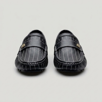 PLUXSTYLE::numise::mens-pinstripe-penny-loafers::pack-black