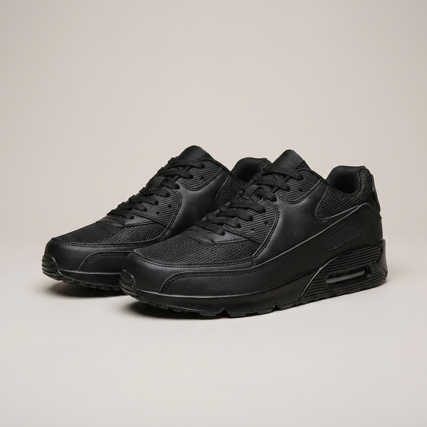 PLUXSTYLE::numise::mens-air-cushioned-walking-shoes::pack-black