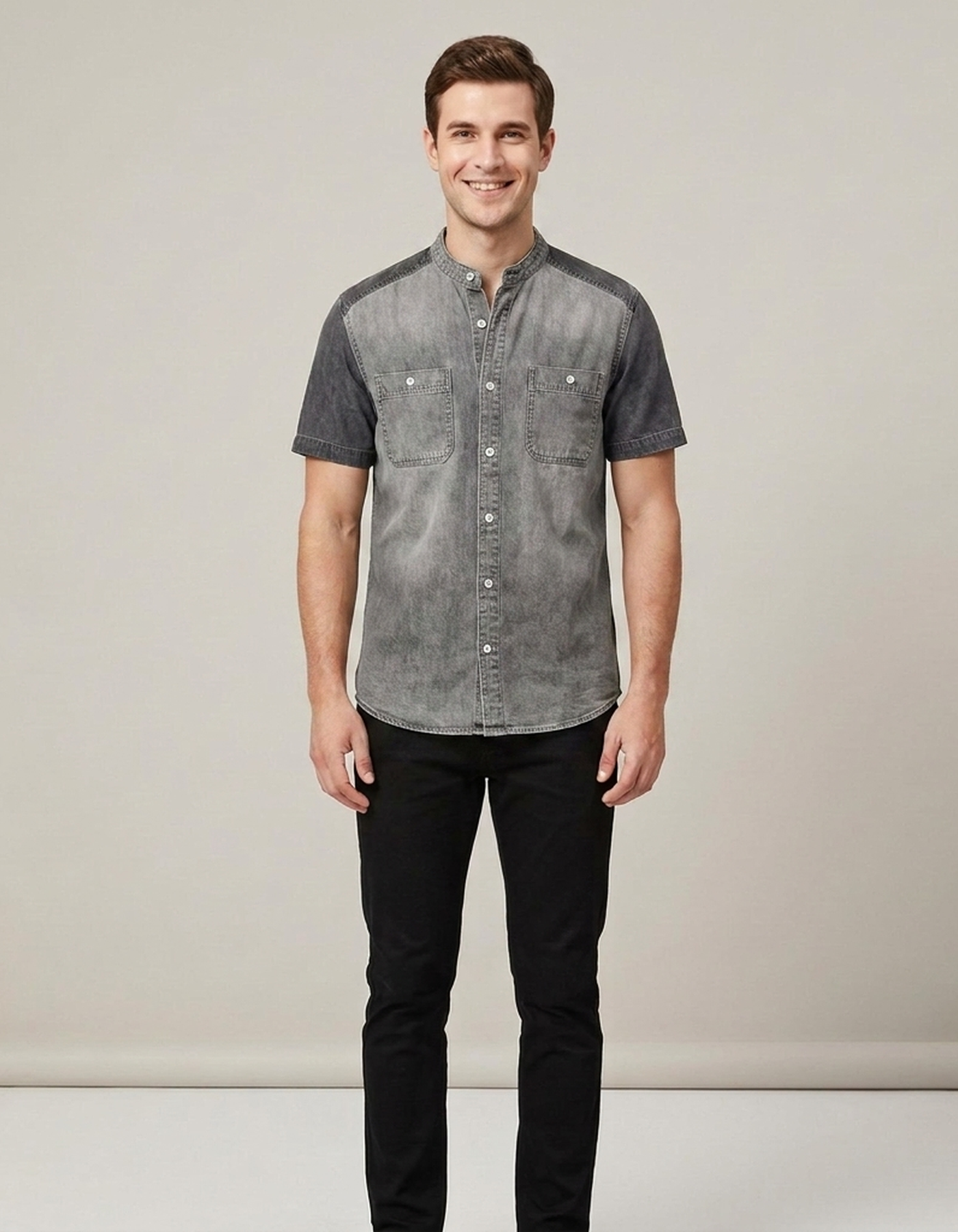 PLUXSTYLE::numise::mens-easy-fit-henley-top::front