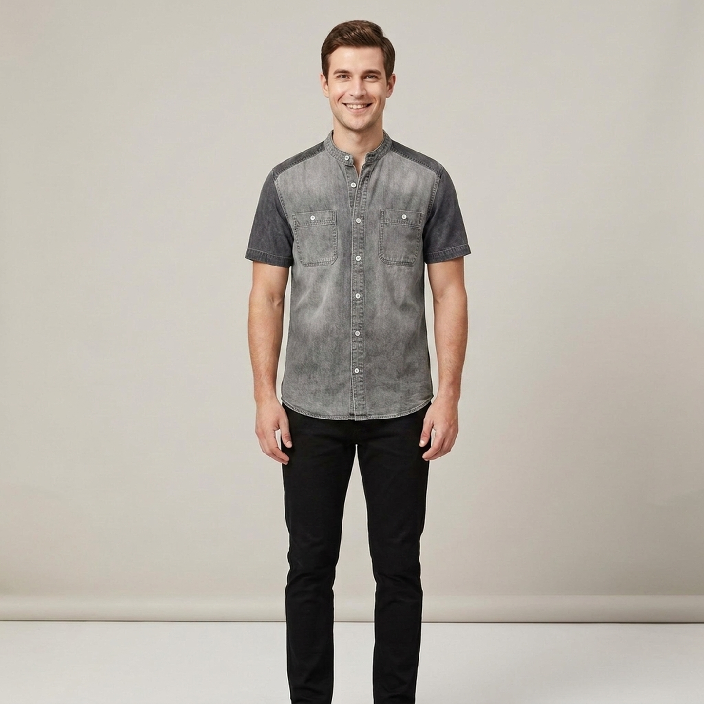 PLUXSTYLE::numise::mens-easy-fit-henley-top::front