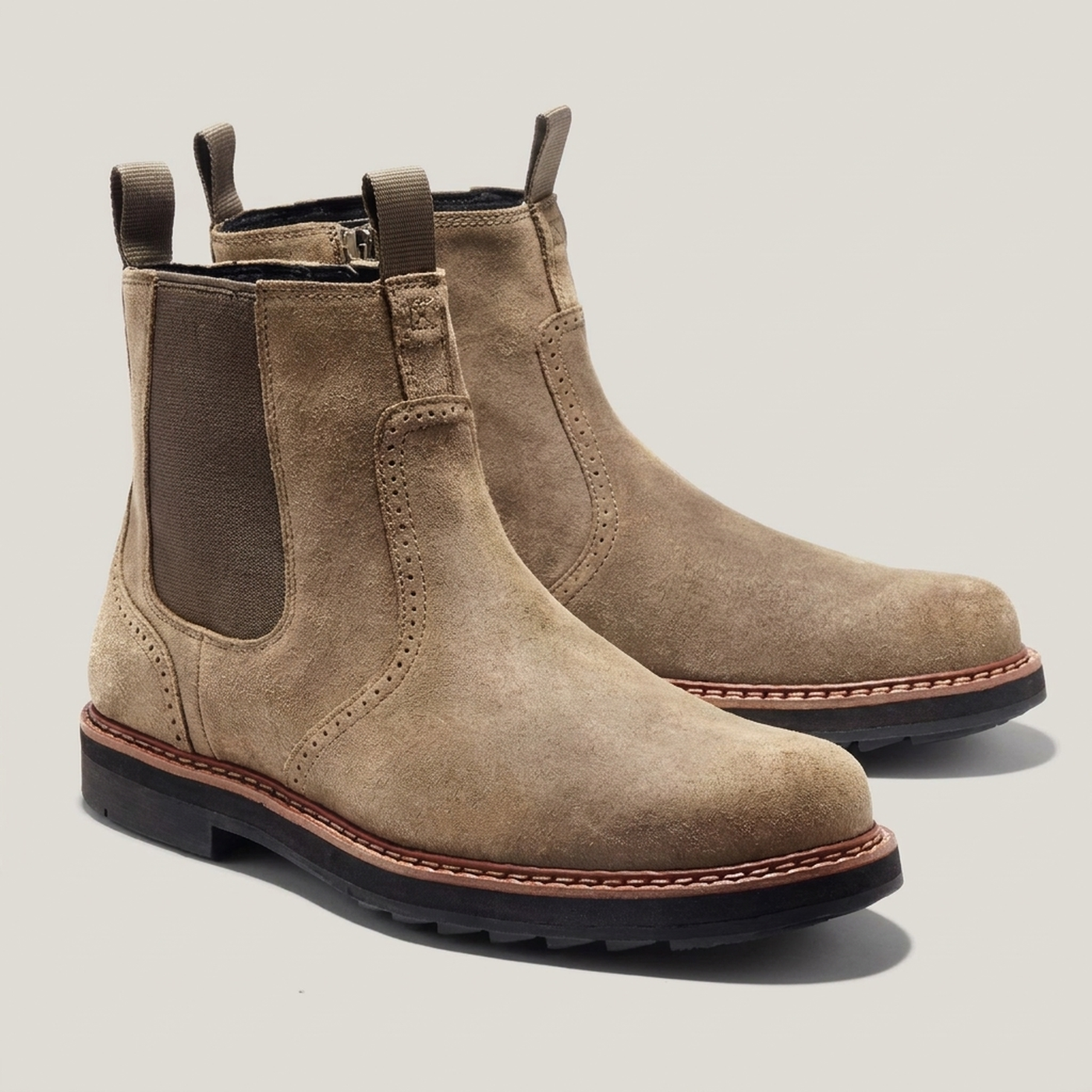 PLUXSTYLE::numise::mens-easy-on-chelsea-boots::pack-khaki