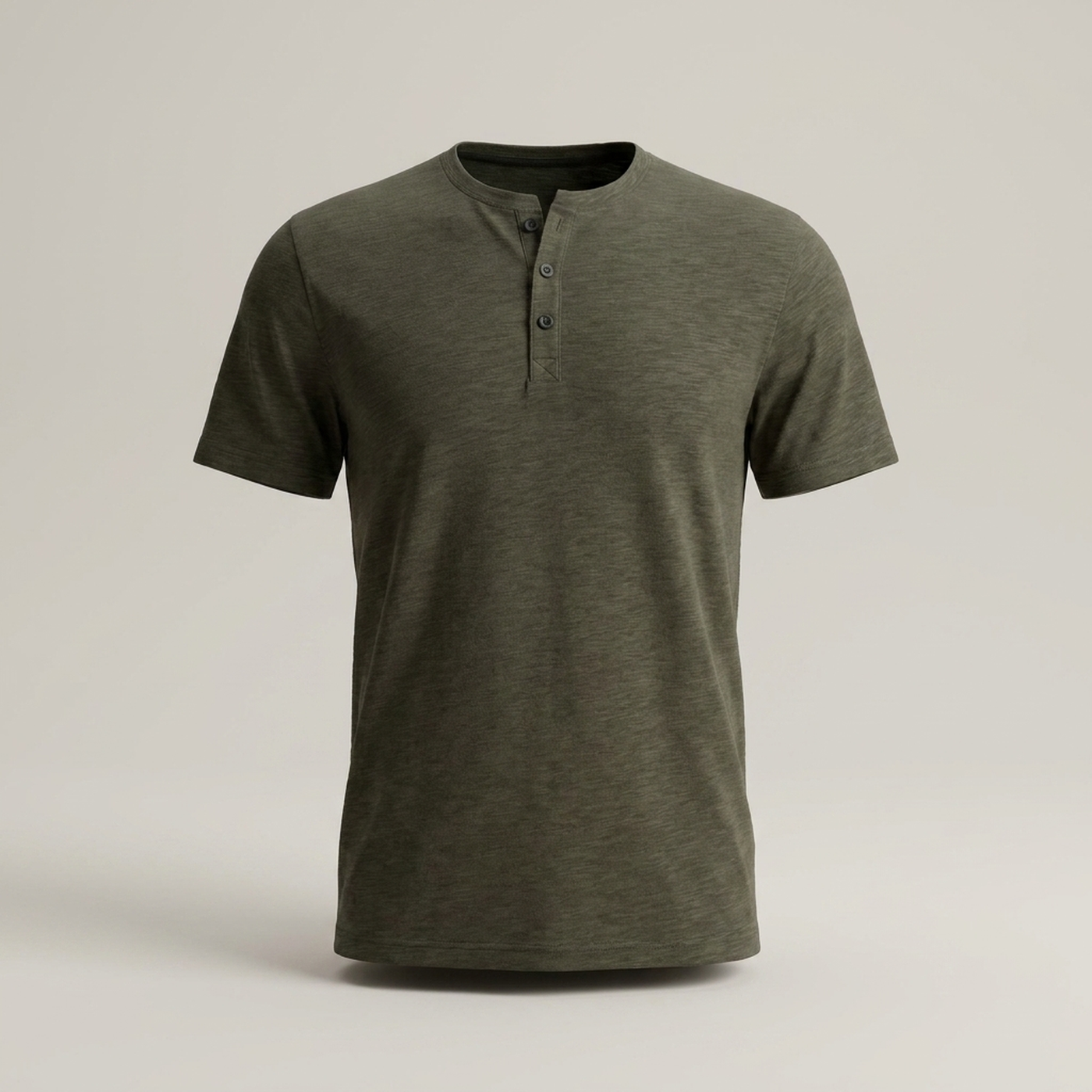 PLUXSTYLE::numise::mens-relaxed-short-sleeve-henley-top::pack-dark-green