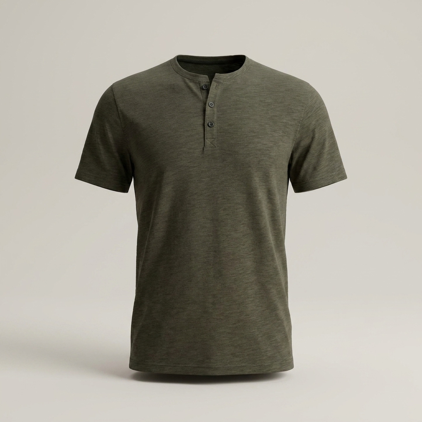 PLUXSTYLE::numise::mens-relaxed-short-sleeve-henley-top::pack-dark-green