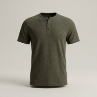 PLUXSTYLE::numise::mens-relaxed-short-sleeve-henley-top::pack-dark-green