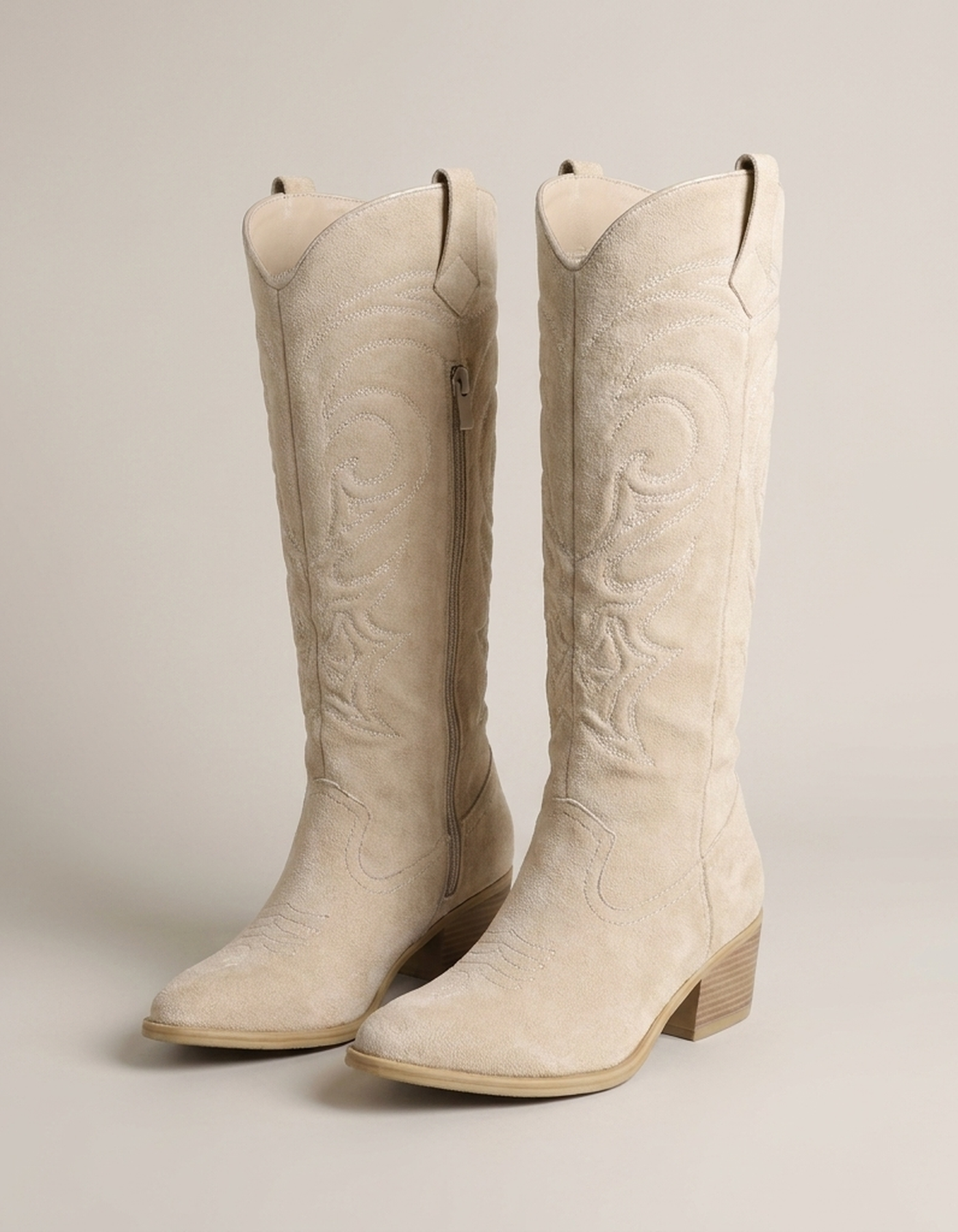 PLUXSTYLE::numise::embroidered-knee-high-western-boots::pack-beige