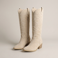 PLUXSTYLE::numise::embroidered-knee-high-western-boots::pack-beige