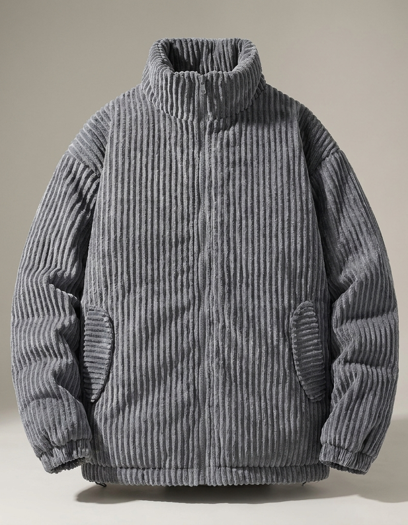 PLUXSTYLE::numise::mens-oversized-stand-collar-parka::pack-grey