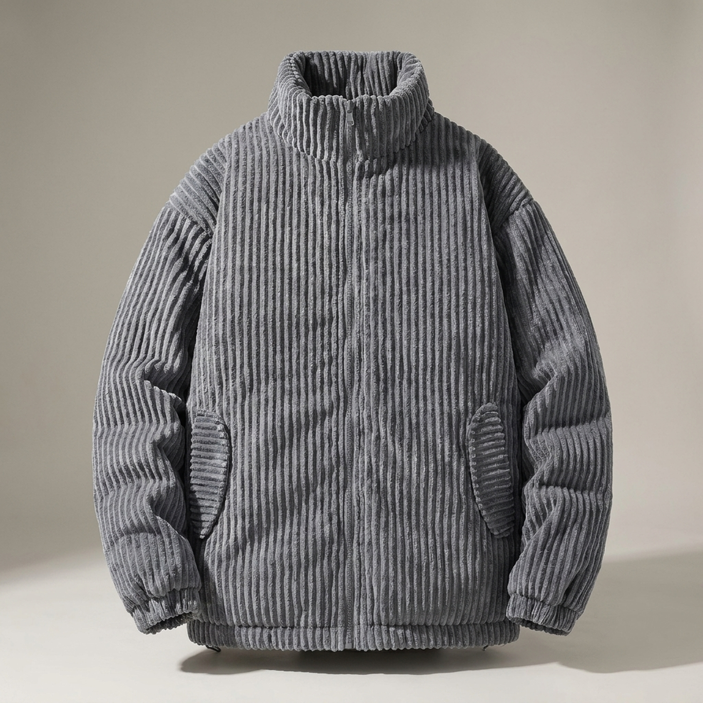 PLUXSTYLE::numise::mens-oversized-stand-collar-parka::pack-grey