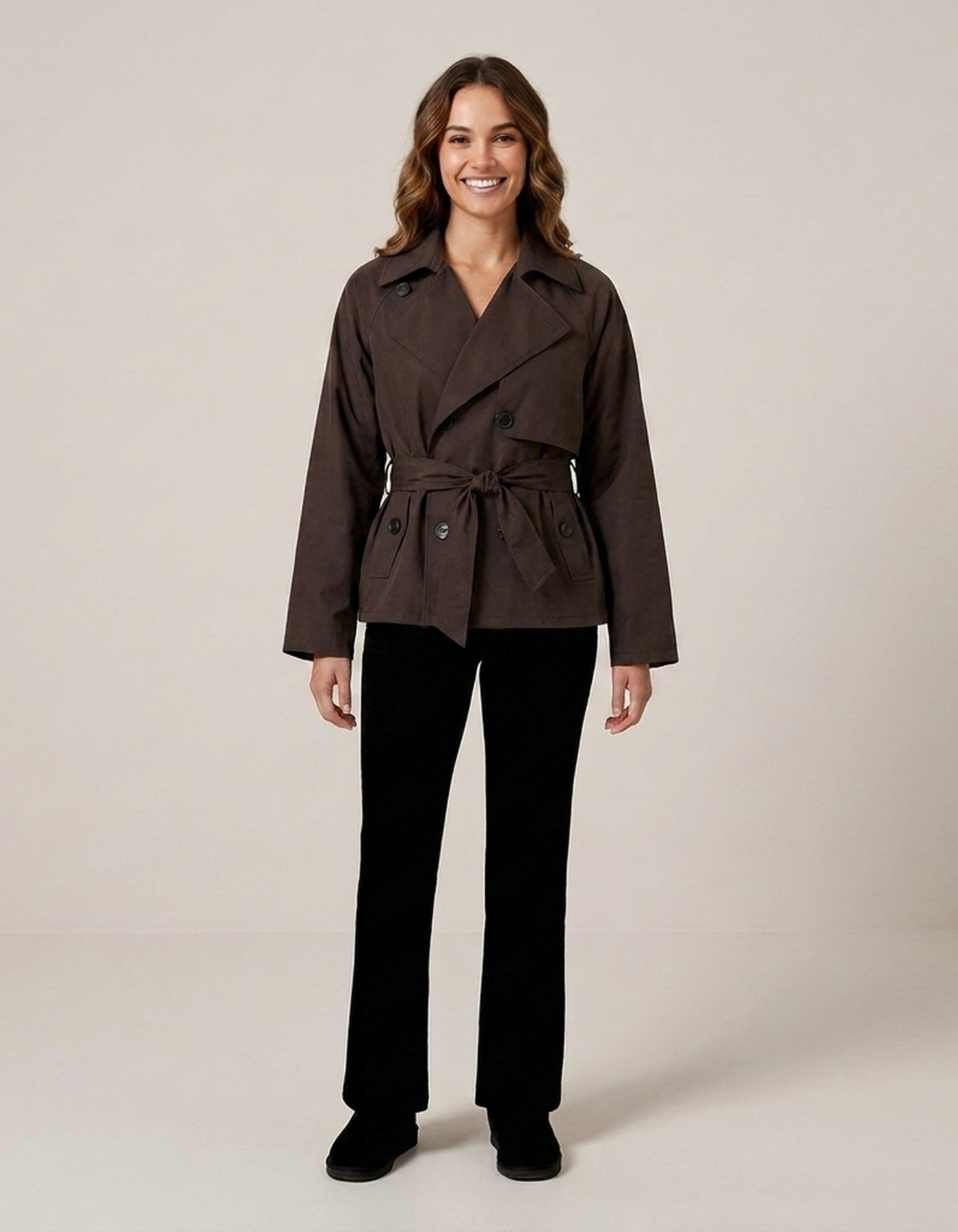 PLUXSTYLE::numise::cropped-tie-waist-parka::front