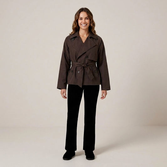 PLUXSTYLE::numise::cropped-tie-waist-parka::front