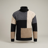 PLUXSTYLE::numise::mens-color-block-turtleneck-sweater::pack-black