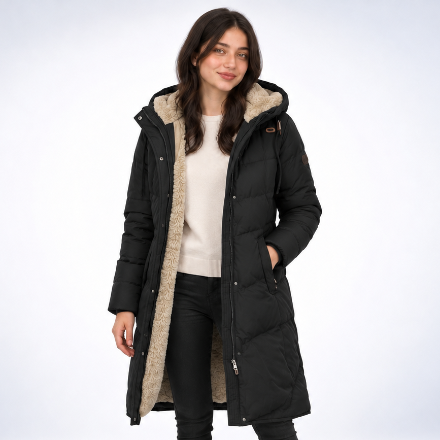 Emery | Women's Long Hooded Winter Coat with Soft Lining