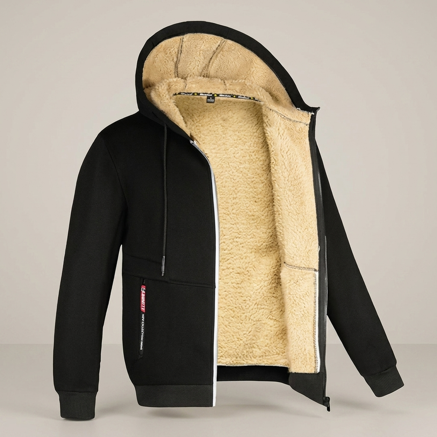 PLUXSTYLE::numise::mens-relaxed-hooded-jacket::pack-black