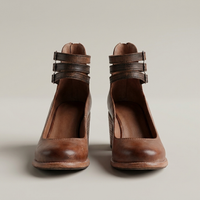 PLUXSTYLE::numise::strappy-block-heel-ankle-boots::pack-dark-brown