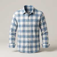 PLUXSTYLE::numise::mens-slim-fit-plaid-shirt::pack-blue