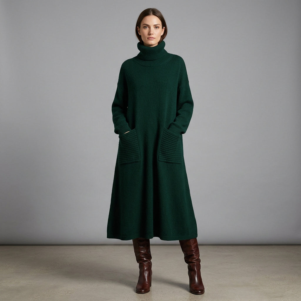 Savannah | Abito midi in maglia invernale a collo alto da donna