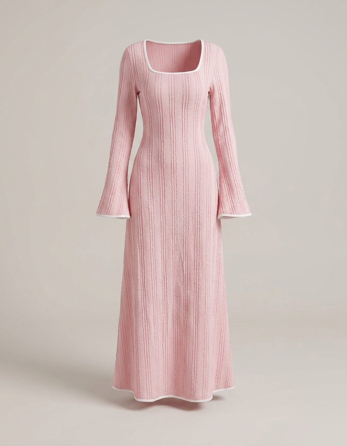 PLUXSTYLE::numise::square-neck-bodycon-maxi-dress::pack-pink