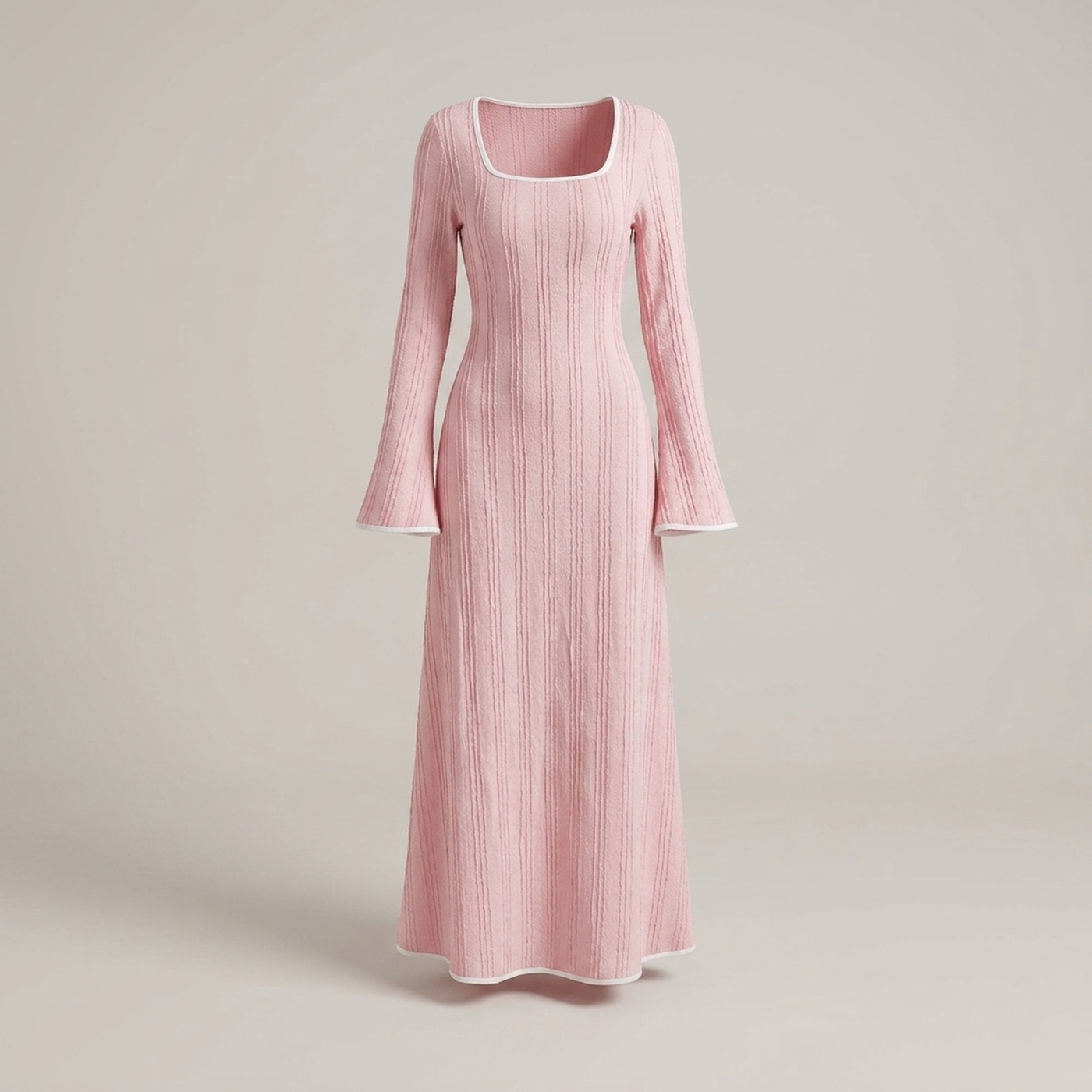 PLUXSTYLE::numise::square-neck-bodycon-maxi-dress::pack-pink