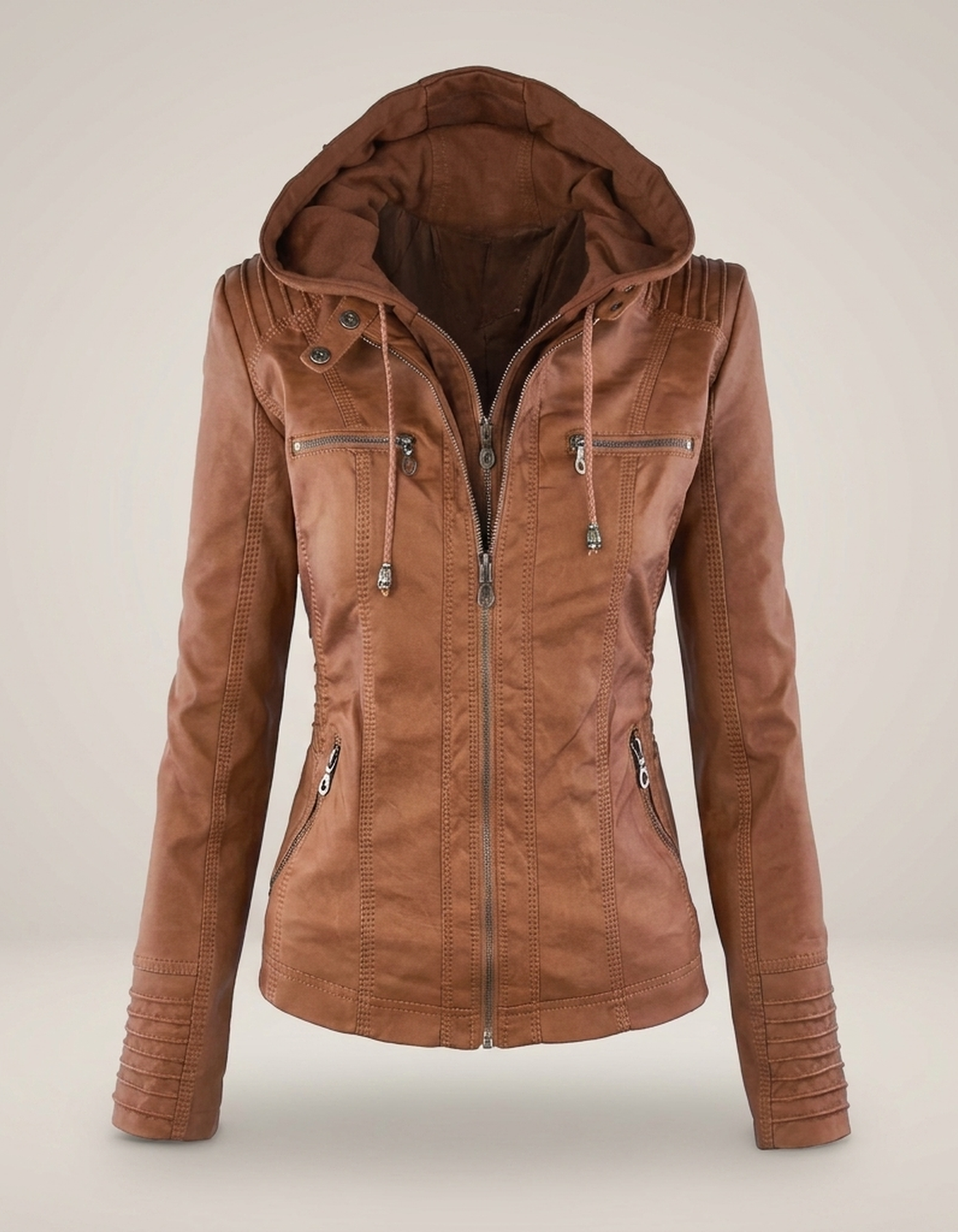PLUXSTYLE::numise::womens-detachable-hood-parka::pack-khaki