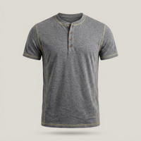 PLUXSTYLE::numise::mens-regular-fit-henley-top::pack-grey