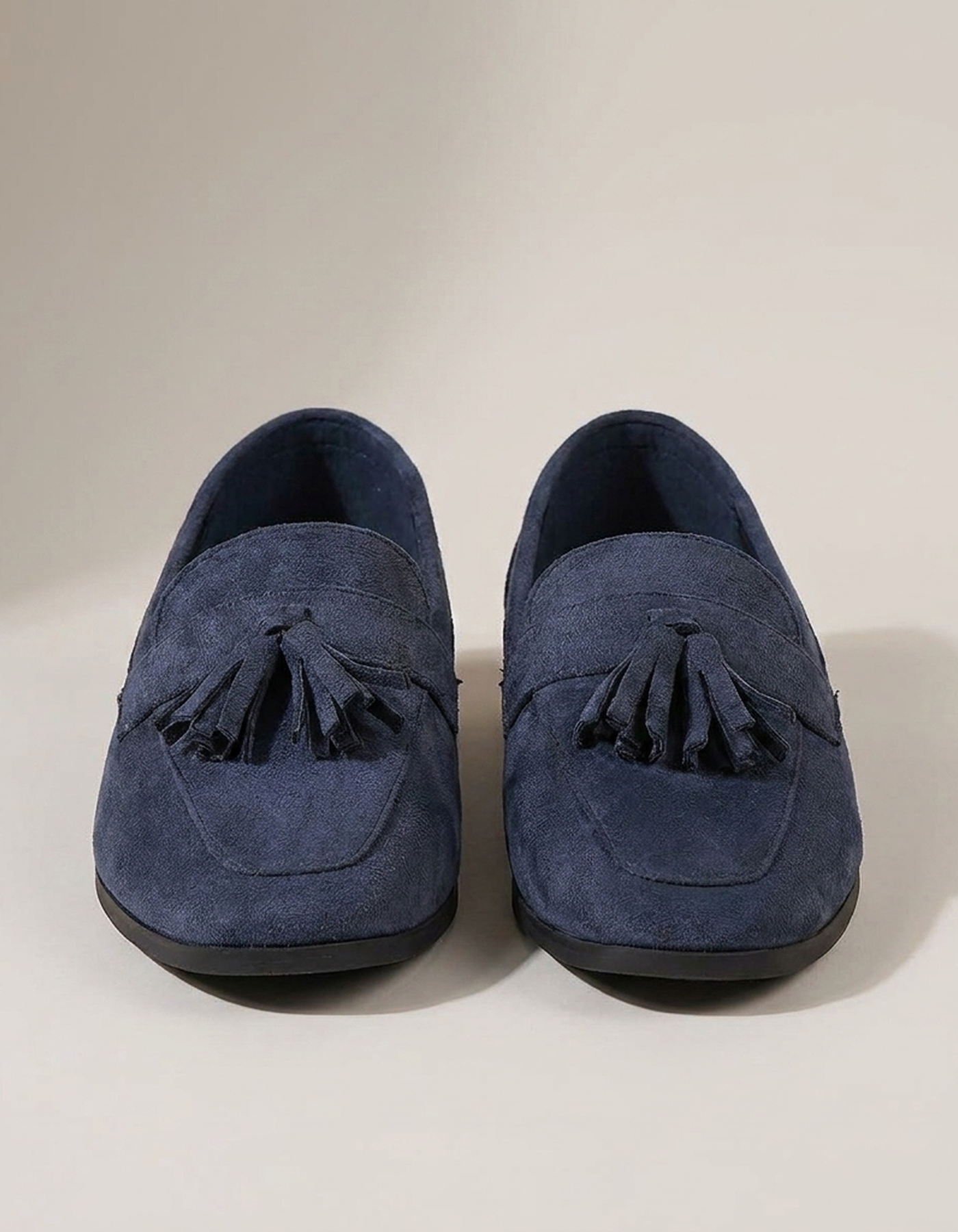 PLUXSTYLE::numise::square-toe-fringe-loafers::pack-navy-blue