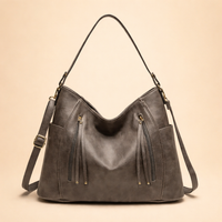 Spacious Shoulder Tote with Stylish Tassel Accent