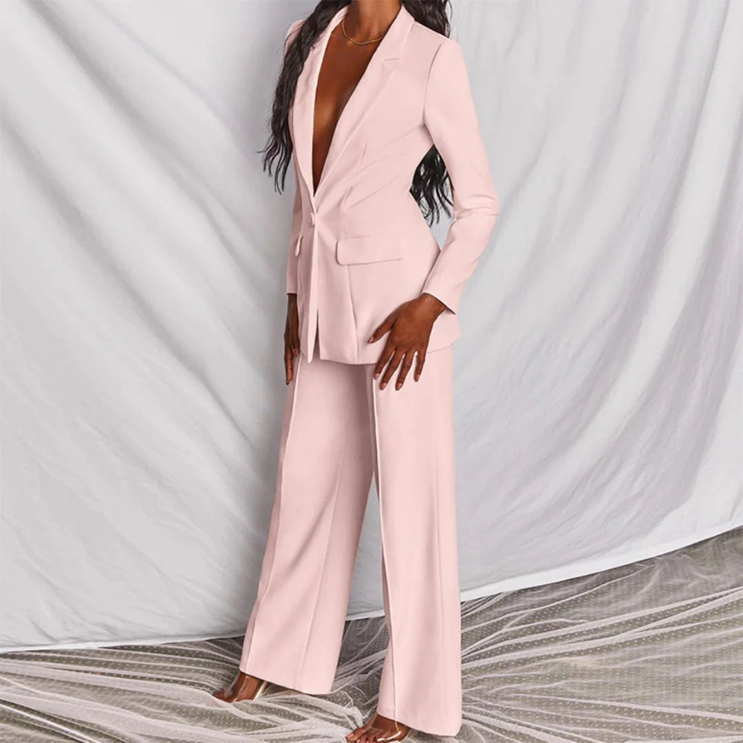 Ensemble Evelyn avec blazer ajusté et pantalon à jambes larges