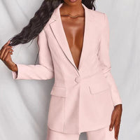 Ensemble Evelyn avec blazer ajusté et pantalon à jambes larges