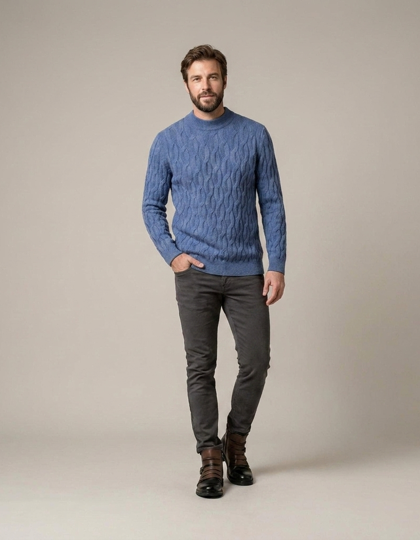 PLUXSTYLE::numise::mens-mock-neck-sweater::front
