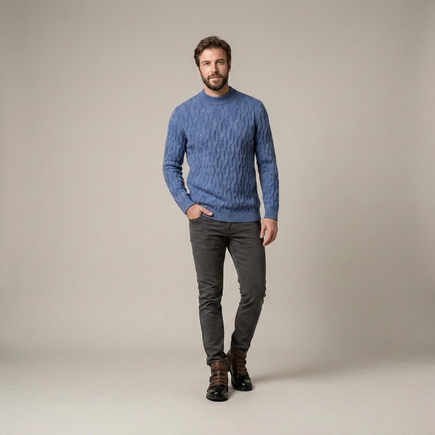 PLUXSTYLE::numise::mens-mock-neck-sweater::front