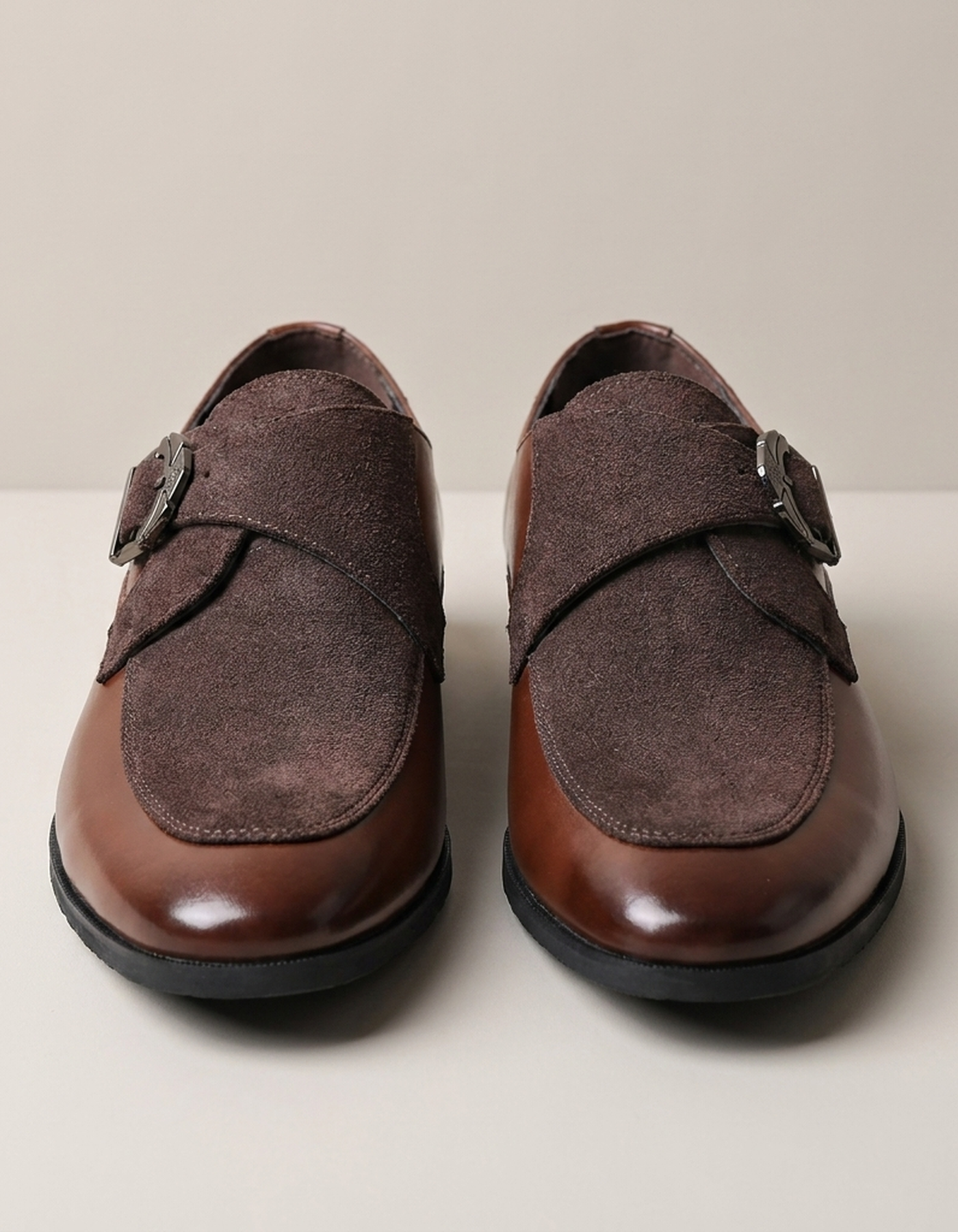 PLUXSTYLE::numise::mens-pointed-toe-monk-strap-dress-shoes::pack-brown