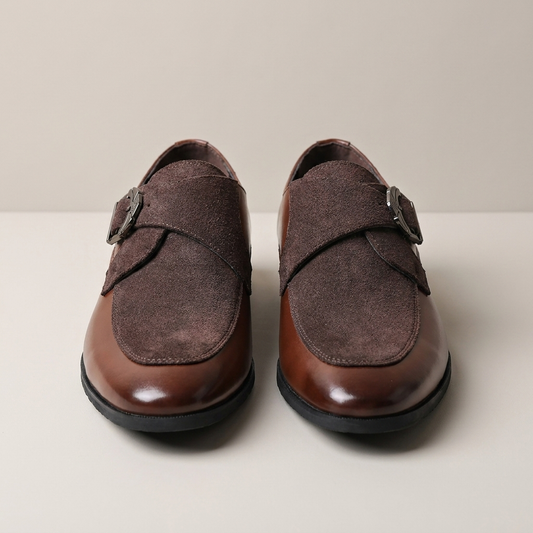 PLUXSTYLE::numise::mens-pointed-toe-monk-strap-dress-shoes::pack-brown