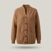 PLUXSTYLE::numise::relaxed-button-front-cardigan::pack-brown