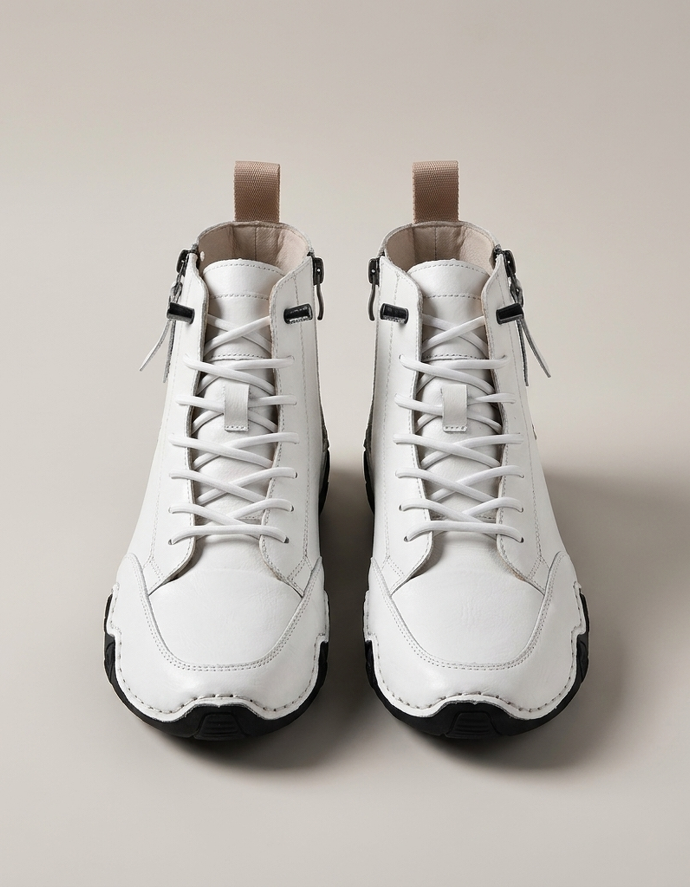 PLUXSTYLE::numise::mens-side-zip-combat-boots::pack-white