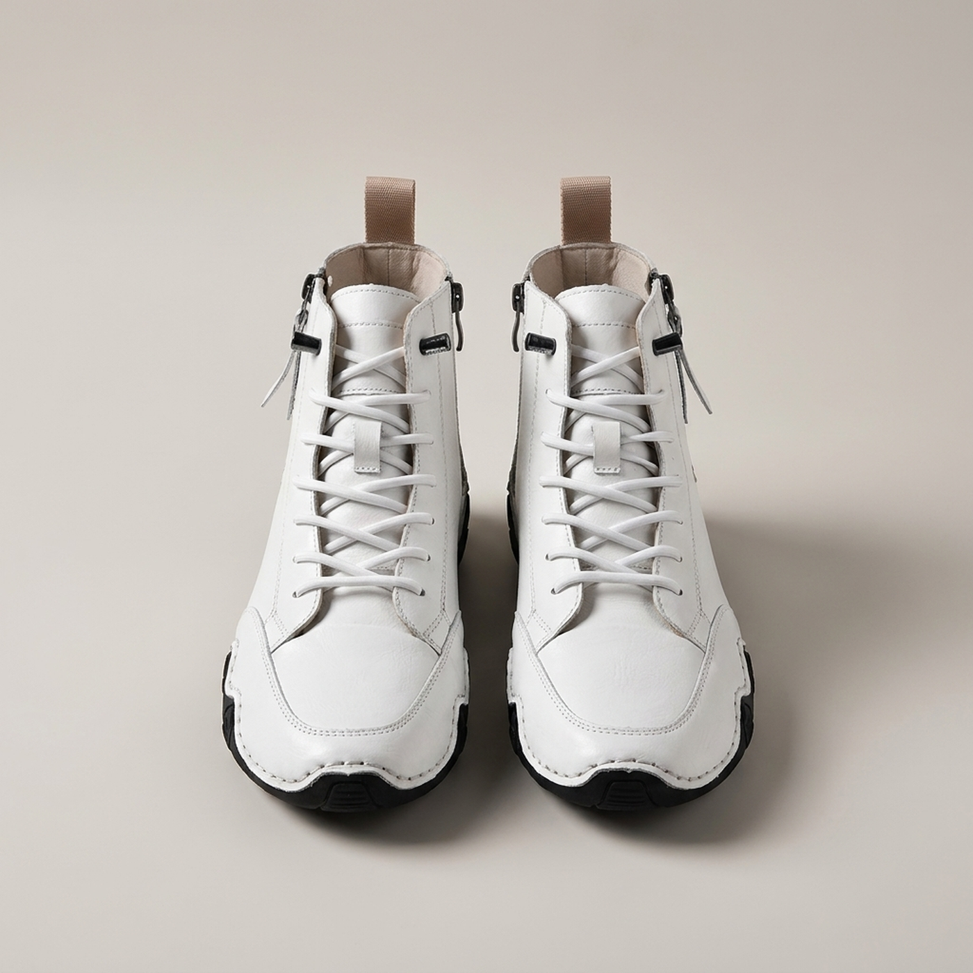 PLUXSTYLE::numise::mens-side-zip-combat-boots::pack-white