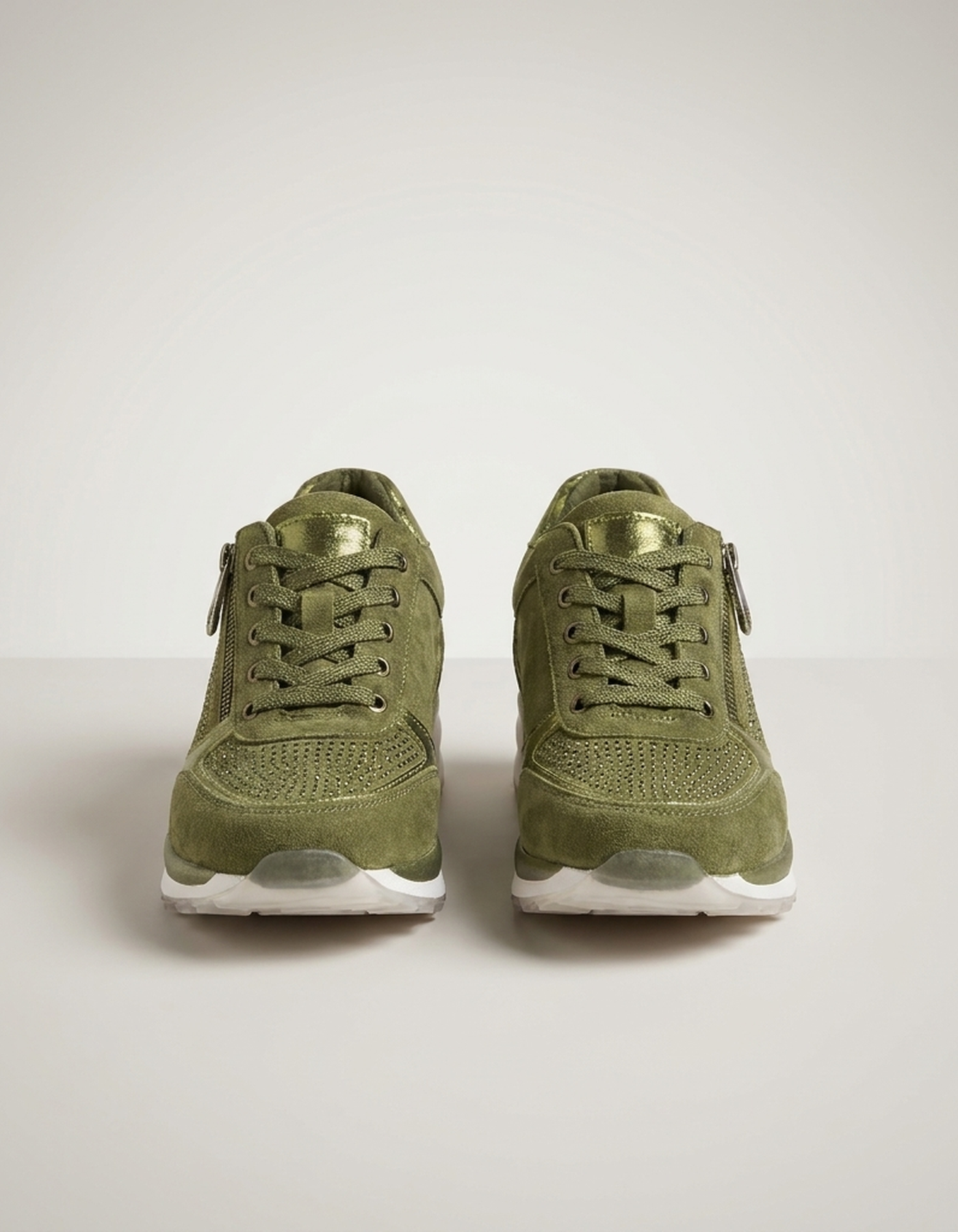 PLUXSTYLE::numise::side-zip-platform-sneakers::pack-green