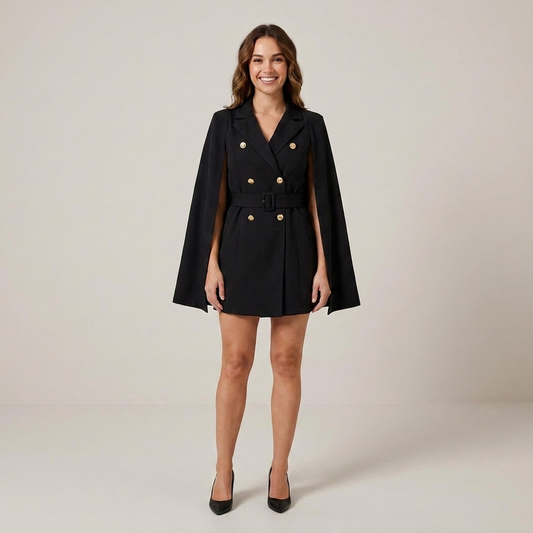 PLUXSTYLE::numise::cape-shoulder-belted-parka::front